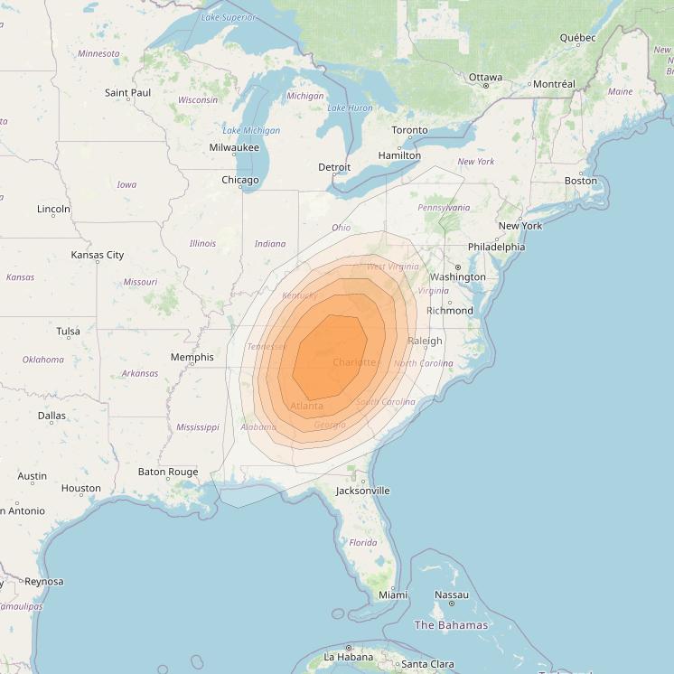 Directv 12 at 103° W downlink Ka-band A2B4 (Knoxville) Spot beam coverage map