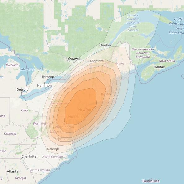 Directv 10 at 103° W downlink Ka-band A2B1 (New York) Spot beam coverage map