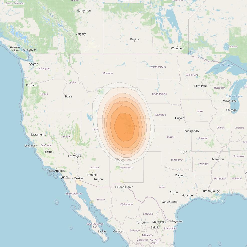 Directv 10 at 103° W downlink Ka-band A2BA (Denver) Spot beam coverage map
