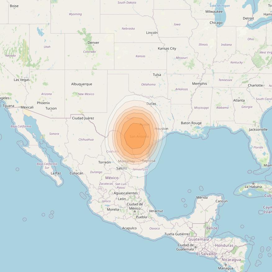 Directv 10 at 103° W downlink Ka-band A3B7 (San Antonio) Spot beam coverage map