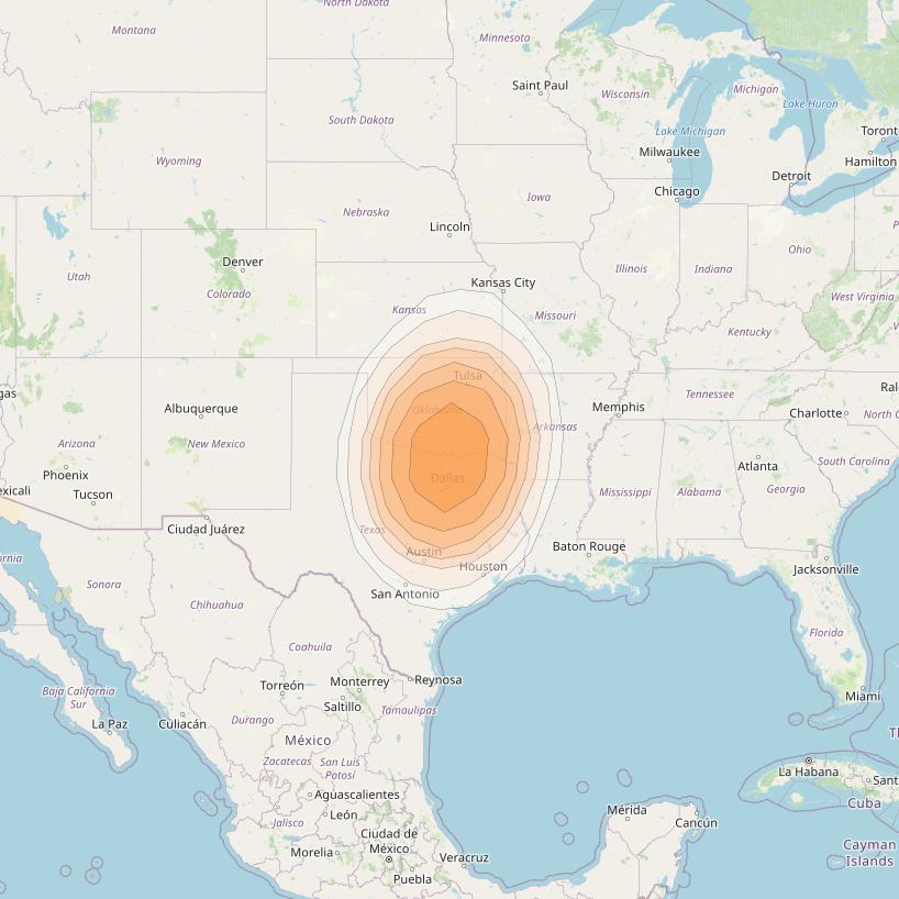 Directv 10 at 103° W downlink Ka-band A4B7 (Fort Worth) Spot beam coverage map