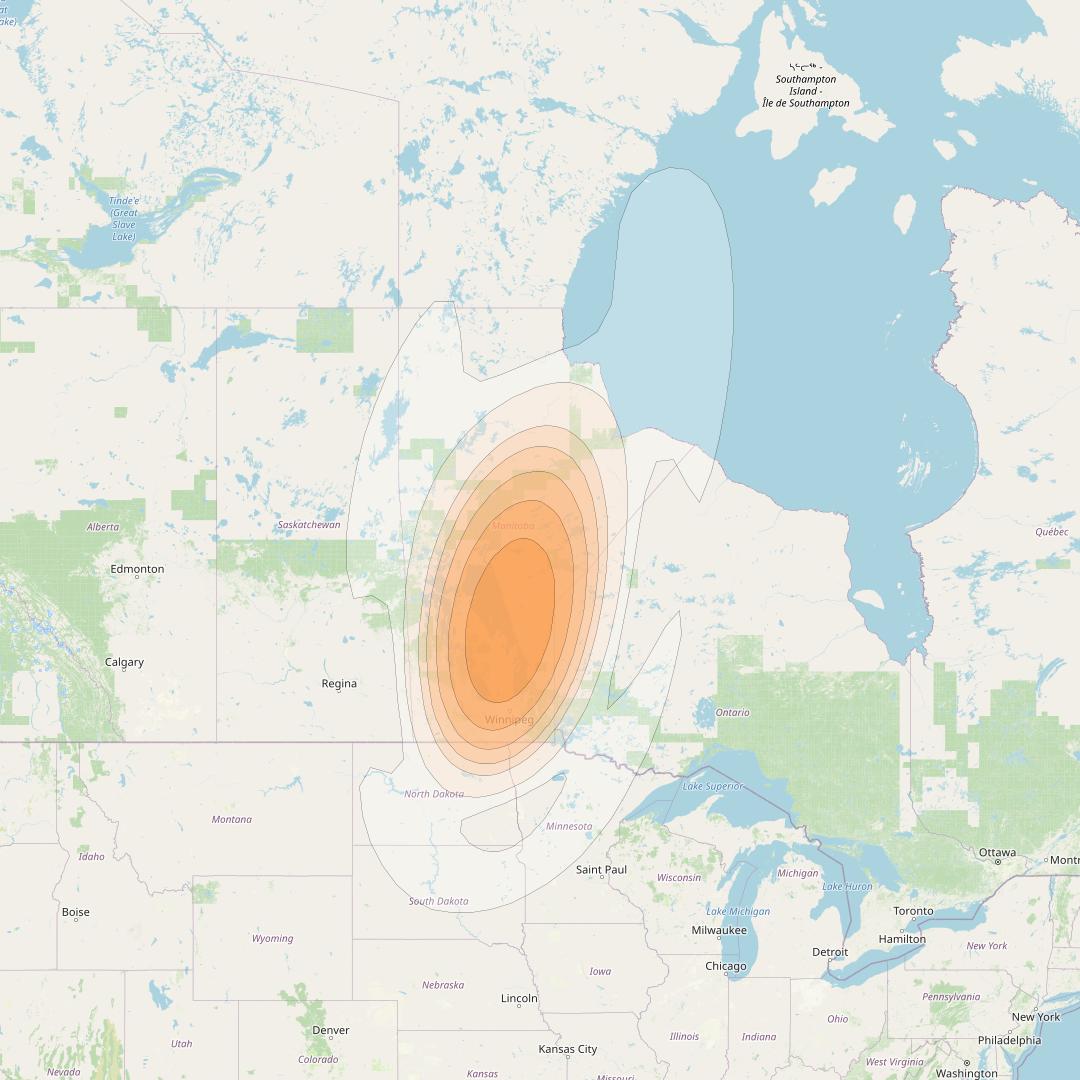 Echostar 17 at 107° W downlink Ka-band Spot U1DL beam coverage map