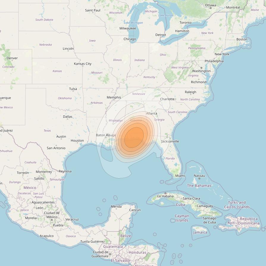 Echostar 17 at 107° W downlink Ka-band Spot U55DL beam coverage map