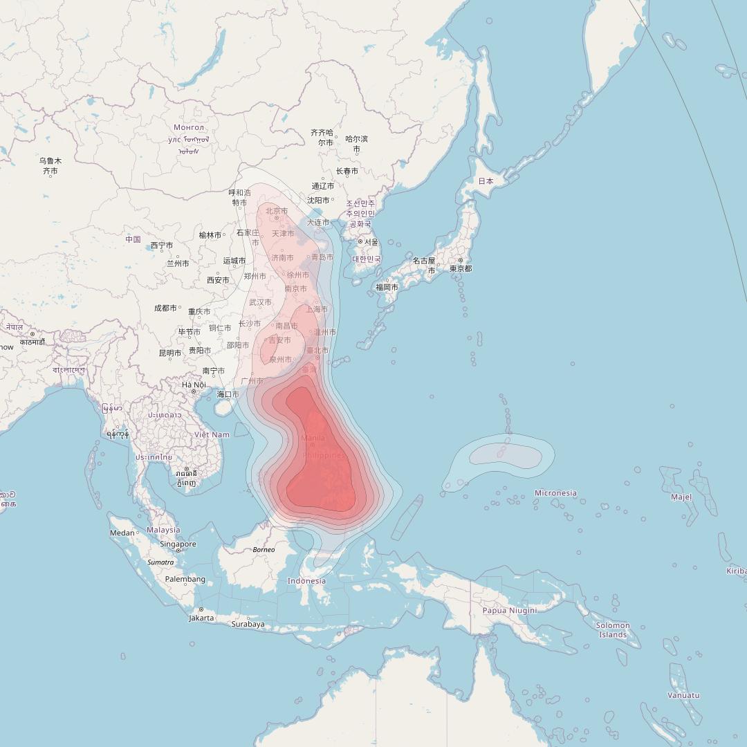 SES 9 at 108° E downlink Ku-band North East Asia beam coverage map