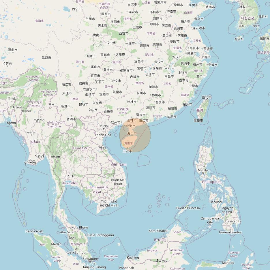 Chinasat 16 at 110° E downlink Ka-band S02 User Spot beam coverage map