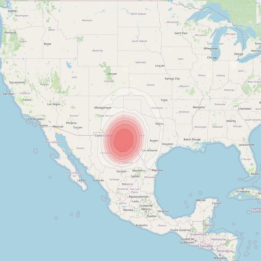 Echostar 10 at 110° W downlink Ku-band Spot WestTexasT27 Beam coverage map