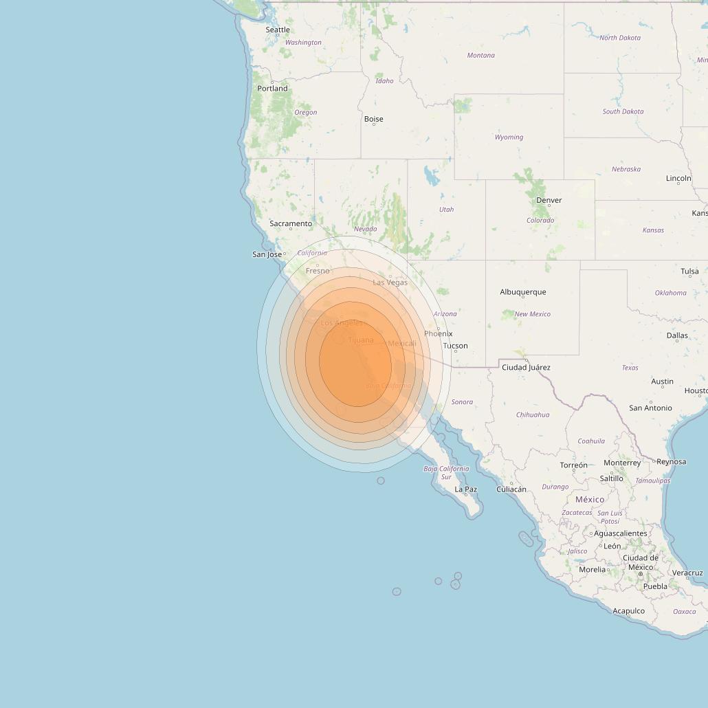 Wildblue 1 at 111° W downlink Ka-band Gateway Riverside (GW27) beam coverage map