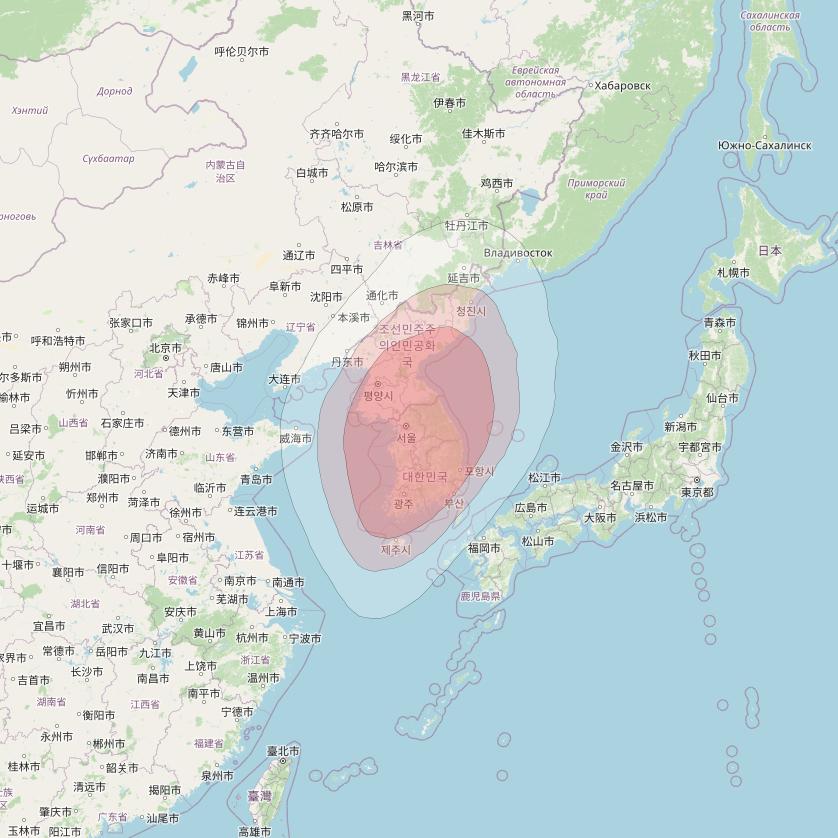 Koreasat 5 at 113° E downlink Ku-band South Korea Beam coverage map