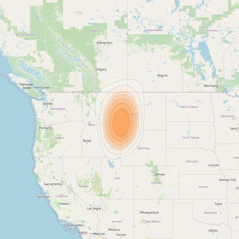 ViaSat 1 at 115° W downlink Ka-band Gateway G15DL beam coverage map