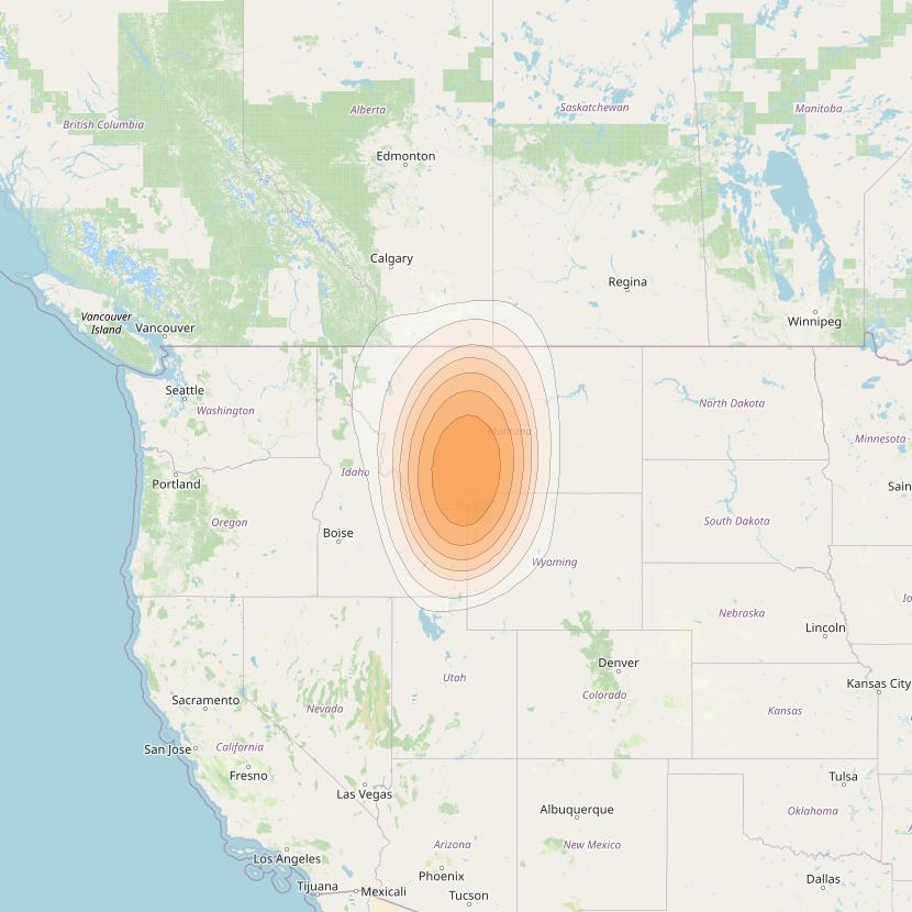 ViaSat 1 at 115° W downlink Ka-band Gateway G15DR beam coverage map