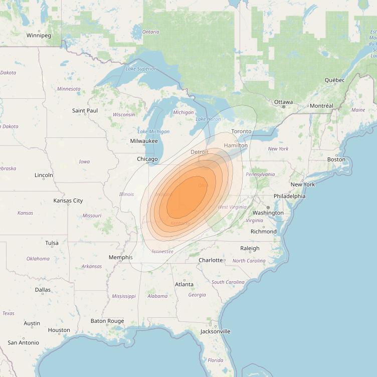 ViaSat 1 at 115° W downlink Ka-band Spot U19DR beam coverage map