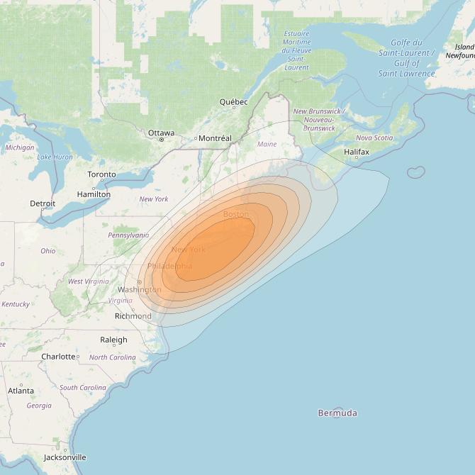 ViaSat 1 at 115° W downlink Ka-band Spot U22DR beam coverage map