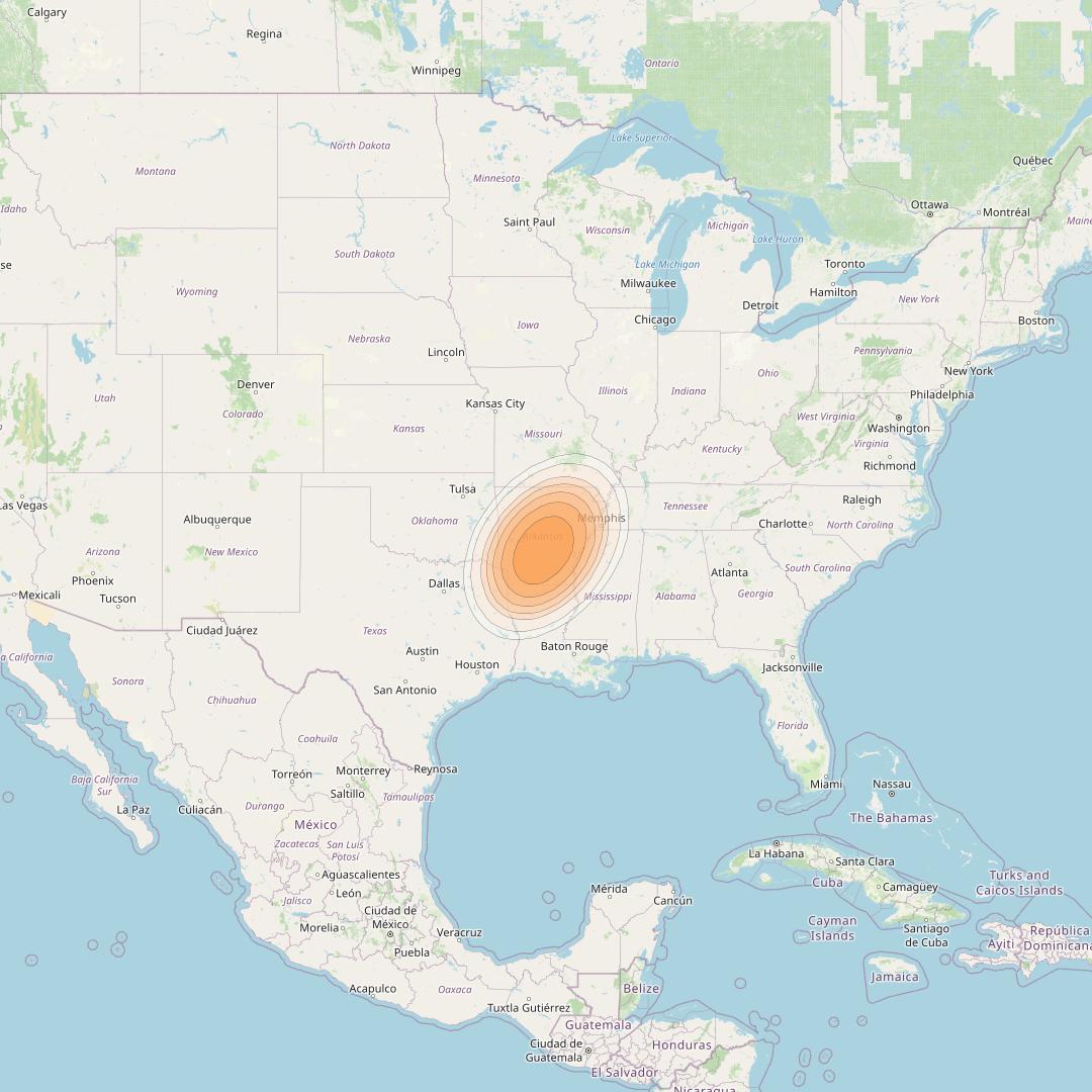 ViaSat 1 at 115° W downlink Ka-band Spot U32DR beam coverage map