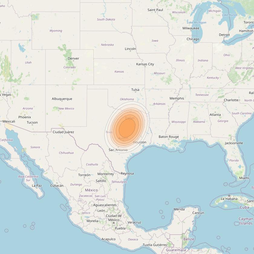 ViaSat 1 at 115° W downlink Ka-band Spot U38DL beam coverage map