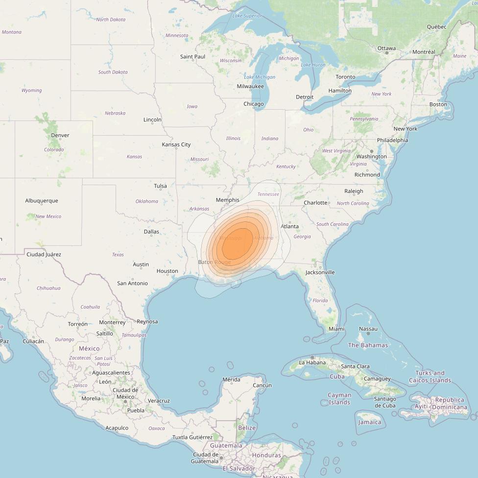 ViaSat 1 at 115° W downlink Ka-band Spot U41DL beam coverage map