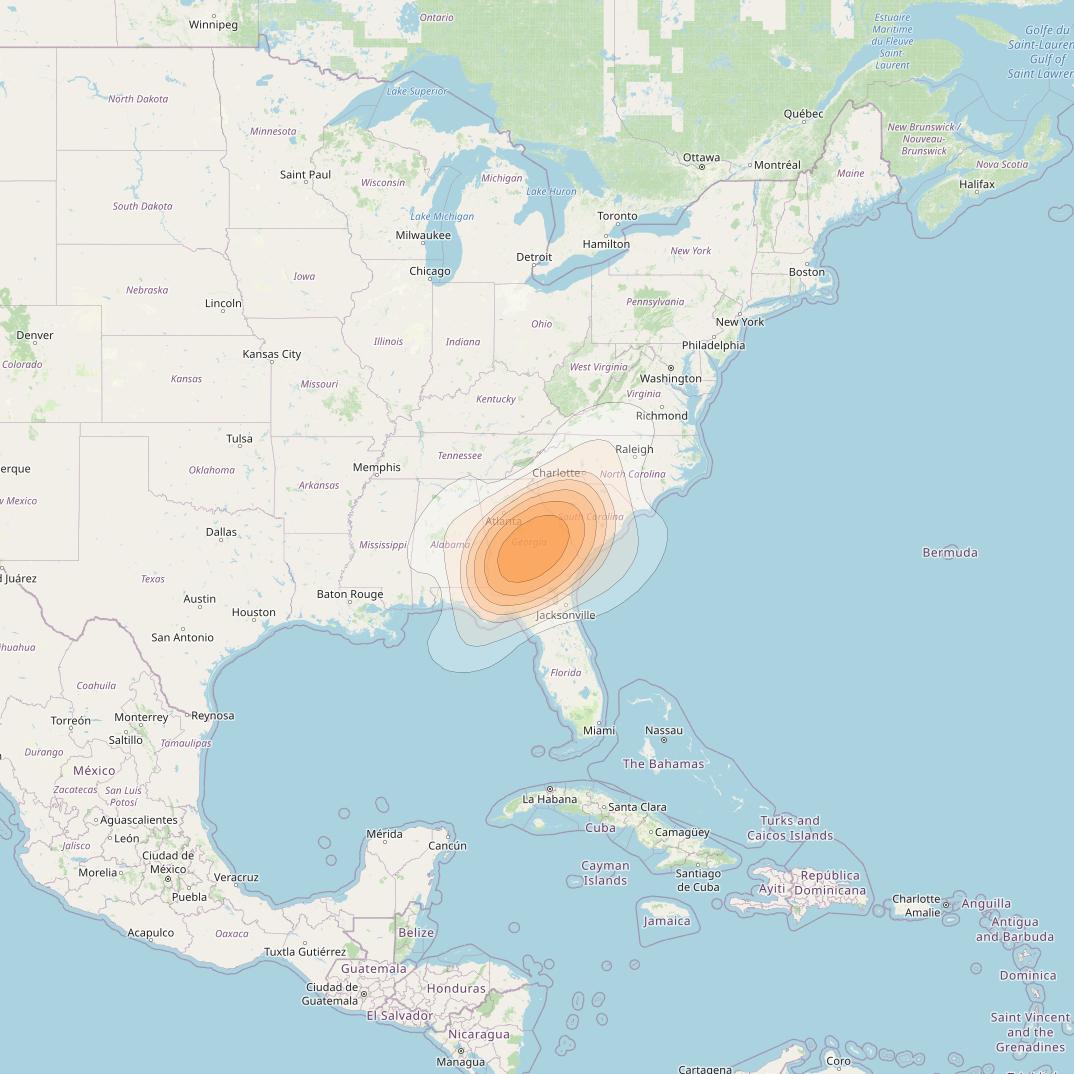 ViaSat 1 at 115° W downlink Ka-band Spot U43DL beam coverage map