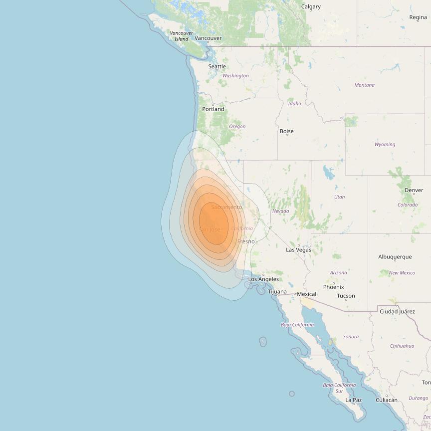 ViaSat 1 at 115° W downlink Ka-band Spot U64DR beam coverage map