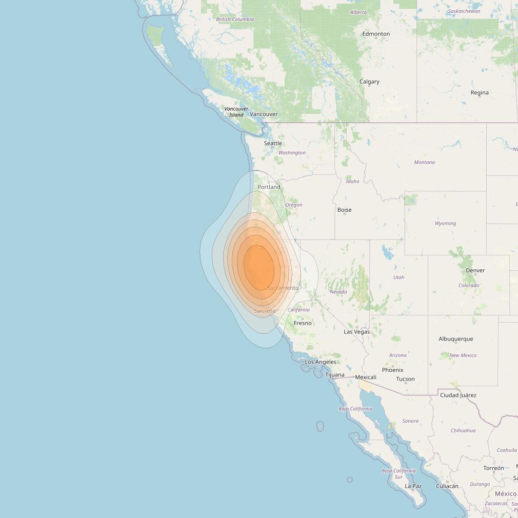 ViaSat 1 at 115° W downlink Ka-band Spot U68DL beam coverage map