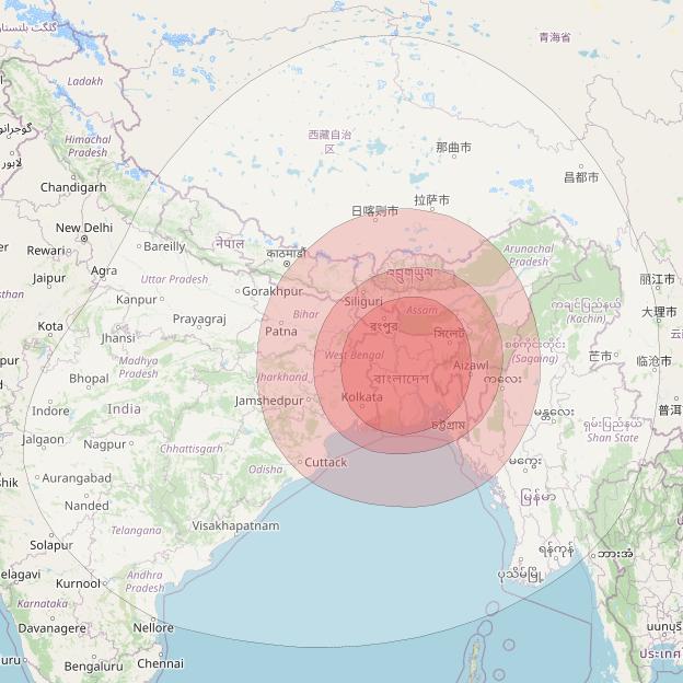 Bangabandhu-1 at 119° E downlink Ku-band Bangladesh beam coverage map
