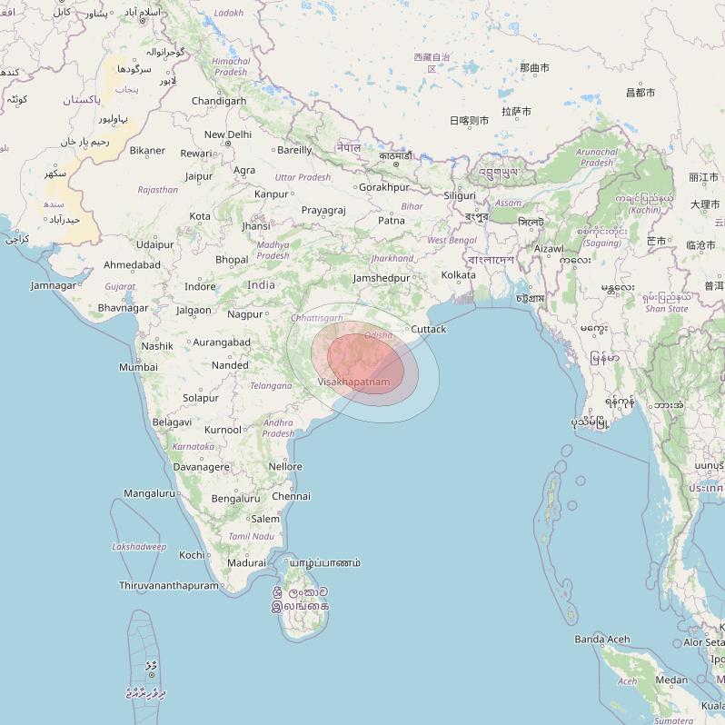 Thaicom 4 at 119° E downlink Ku-band Spot 111 beam coverage map