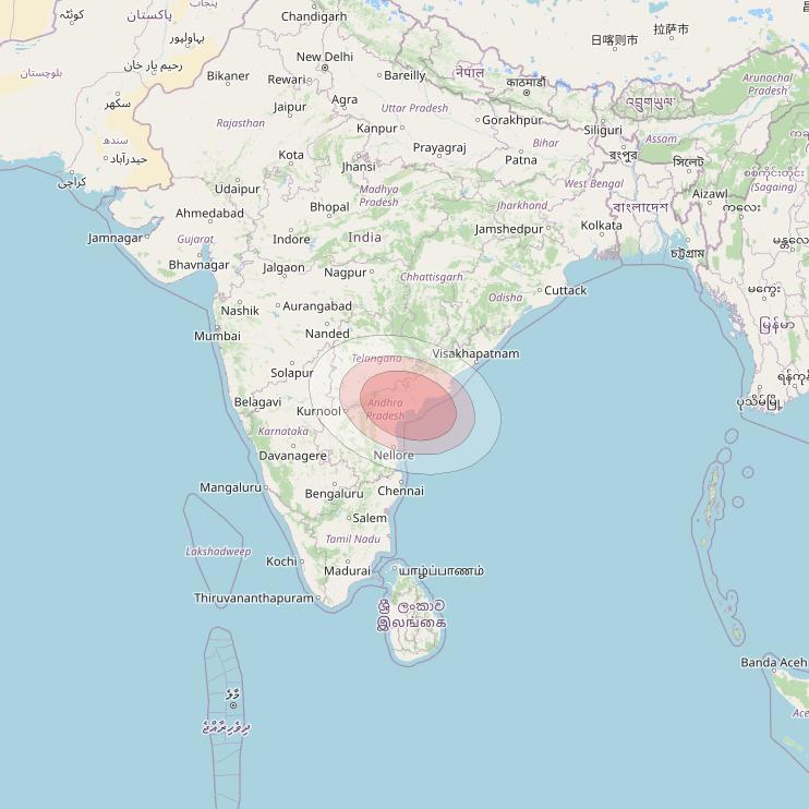 Thaicom 4 at 119° E downlink Ku-band Spot 113 beam coverage map