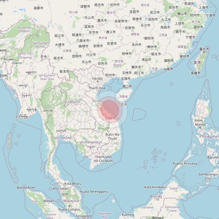 Thaicom 4 at 119° E downlink Ku-band Spot 206 beam coverage map