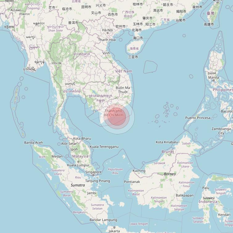 Thaicom 4 at 119° E downlink Ku-band Spot 211 beam coverage map