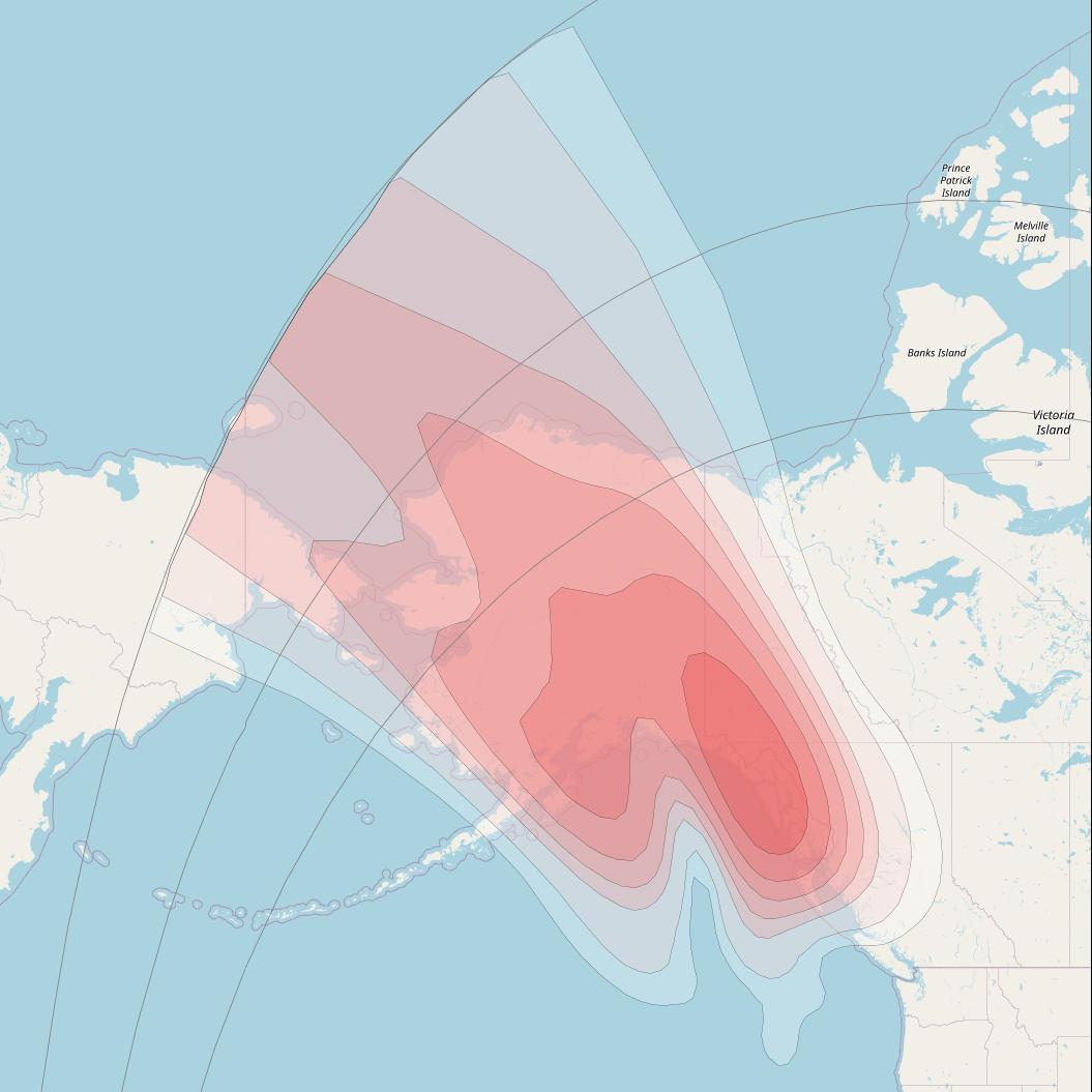 Echostar 14 at 119° W downlink Ku-band Spot A25 (Alaska) beam coverage map