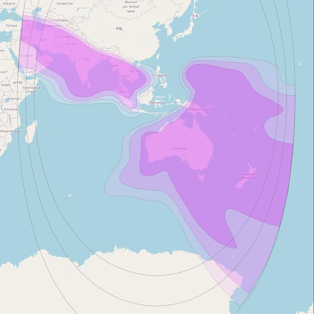 Asiasat 6 at 120° E downlink C-band Regional beam coverage map
