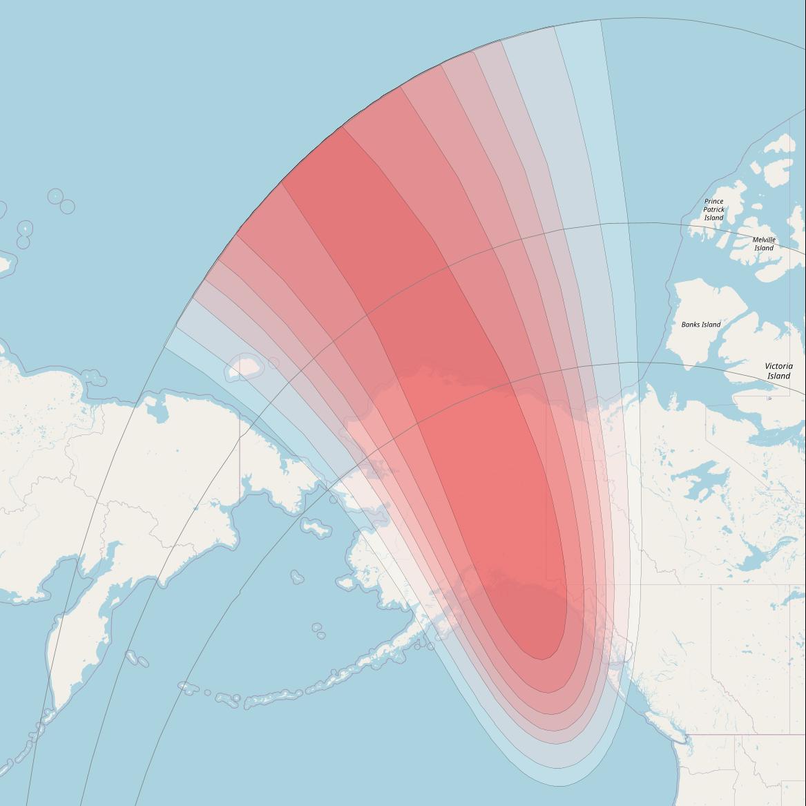 SES 15 at 129° W downlink Ku-band User Spot 01 beam coverage map