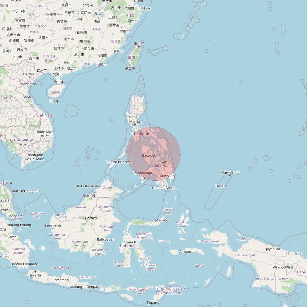 APSTAR 6D at 134° E downlink Ku-band S34 User Spot beam coverage map