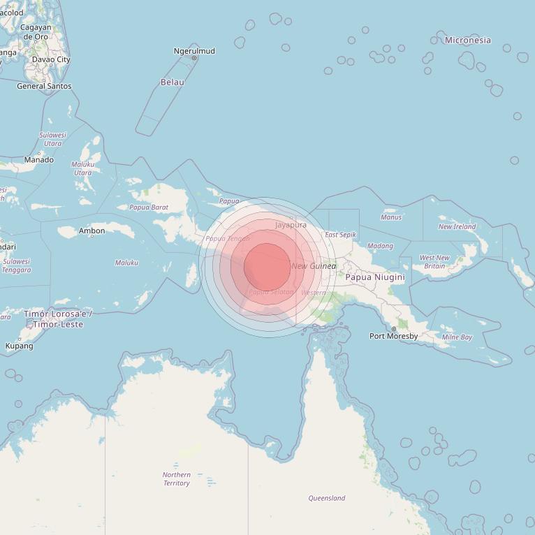 Telstar 18V at 138° E downlink Ku-band HTS09TX Spot beam coverage map