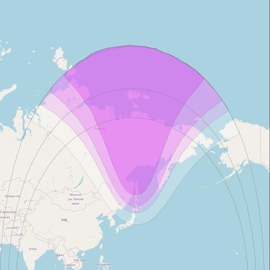 Express AM5 at 140° E downlink C-band Steerable beam coverage map