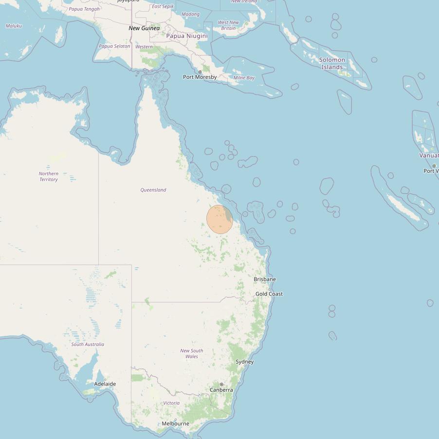 NBN-Co 1A at 140° E downlink Ka-band 07 (Mackay) narrow spot beam coverage map