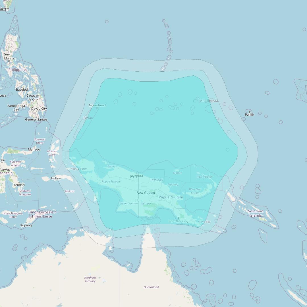 Inmarsat-4F1 at 143° E downlink L-band R010 Regional Spot beam coverage map