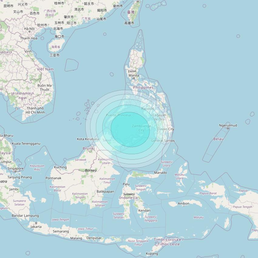 Inmarsat-4F1 at 143° E downlink L-band S048 User Spot beam coverage map