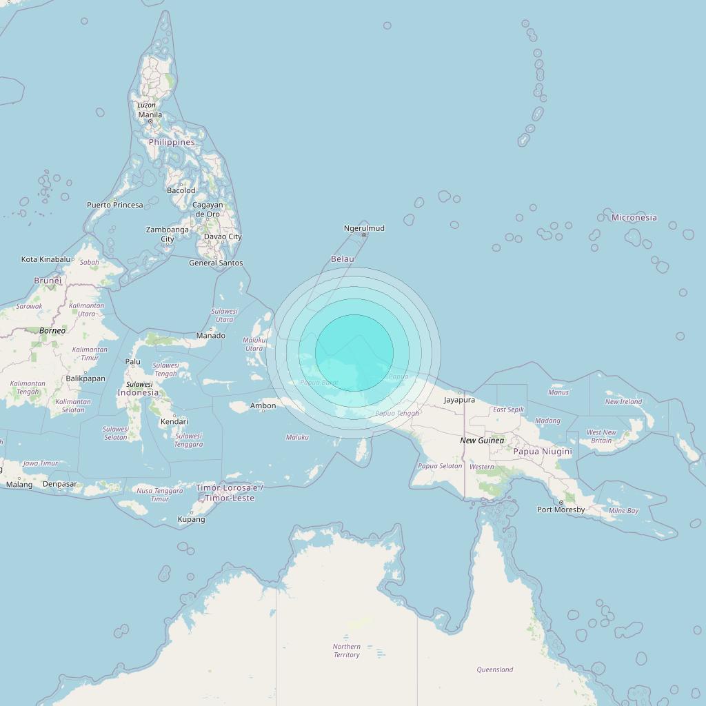 Inmarsat-4F1 at 143° E downlink L-band S075 User Spot beam coverage map