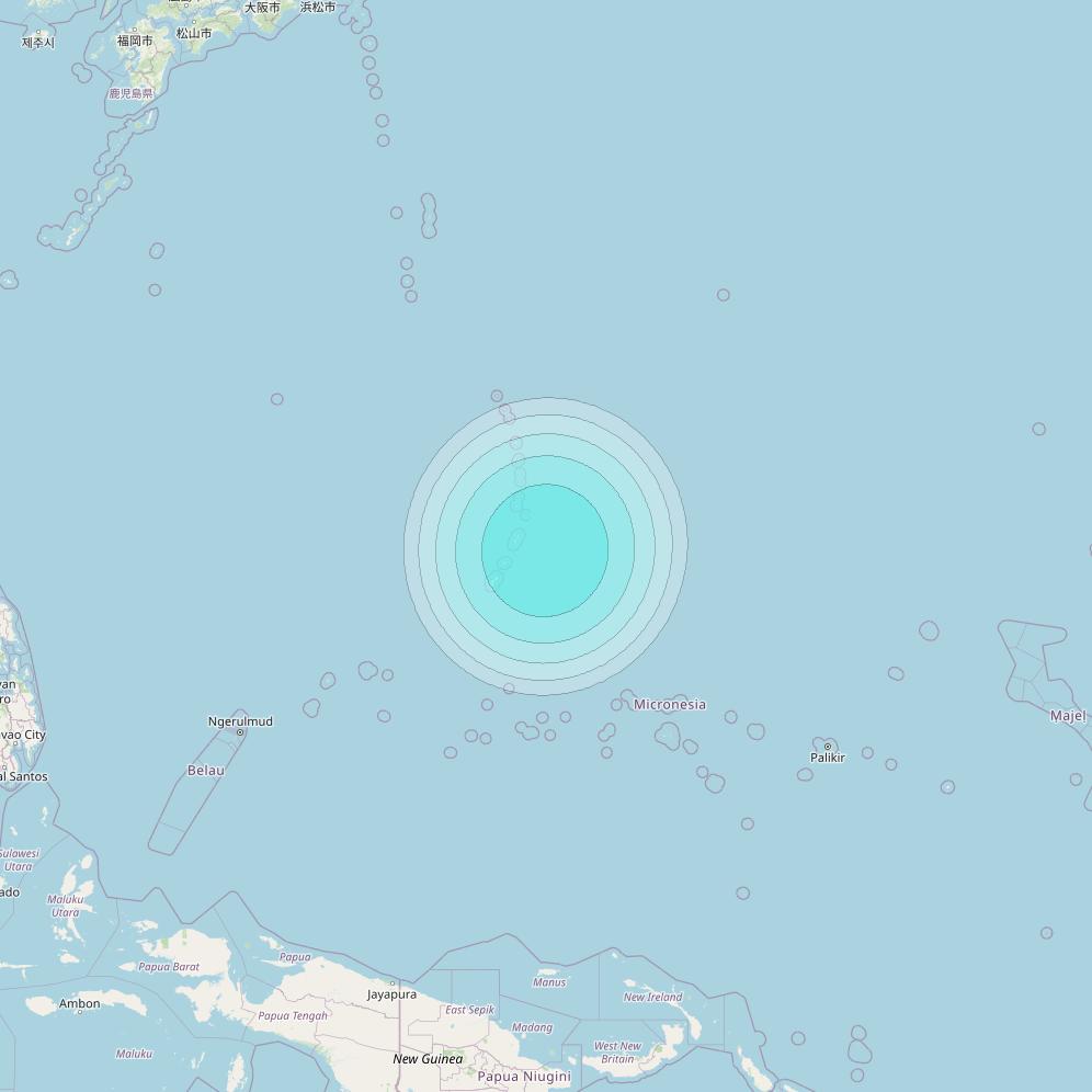 Inmarsat-4F1 at 143° E downlink L-band S106 User Spot beam coverage map