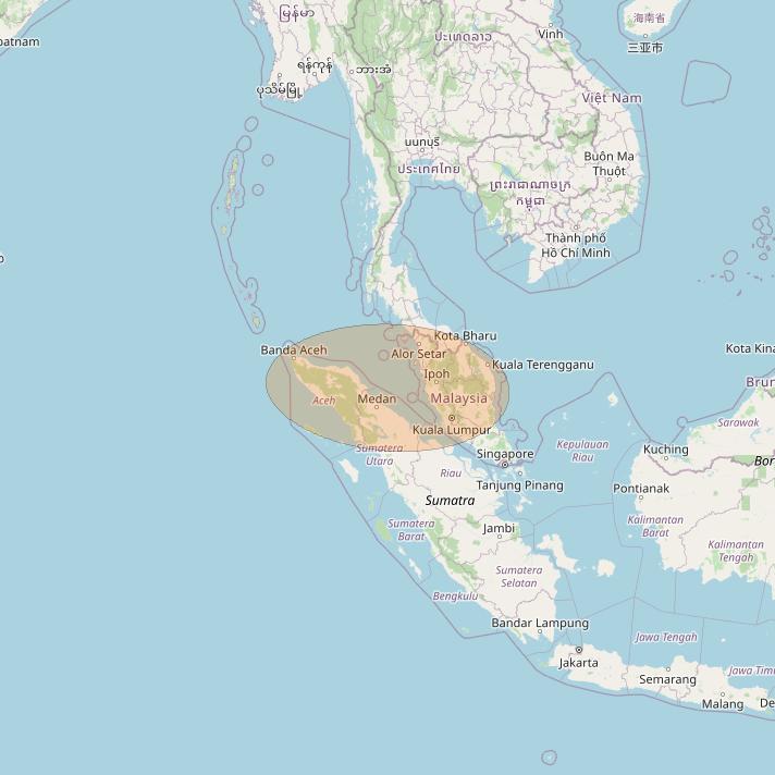 JCSat 1C at 150° E downlink Ka-band S18 (North Sumatra/RHCP/A) User Spot beam coverage map