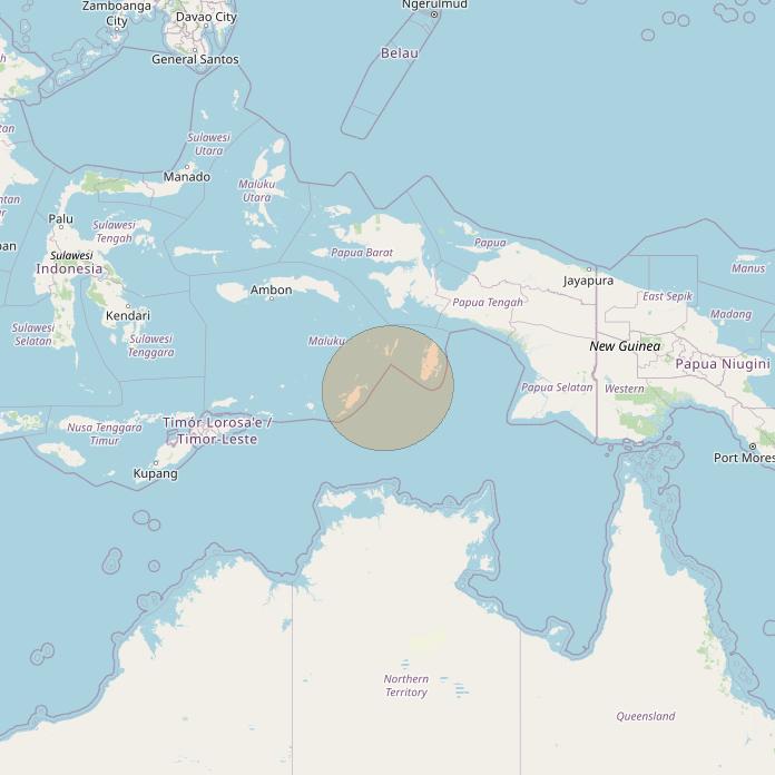 JCSat 1C at 150° E downlink Ka-band S20 (Maluku/RHCP/A) User Spot beam coverage map