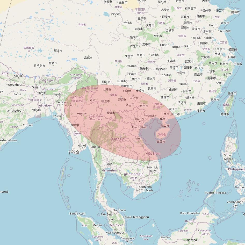 JCSat 1C at 150° E downlink Ku-band User Spot08 beam coverage map
