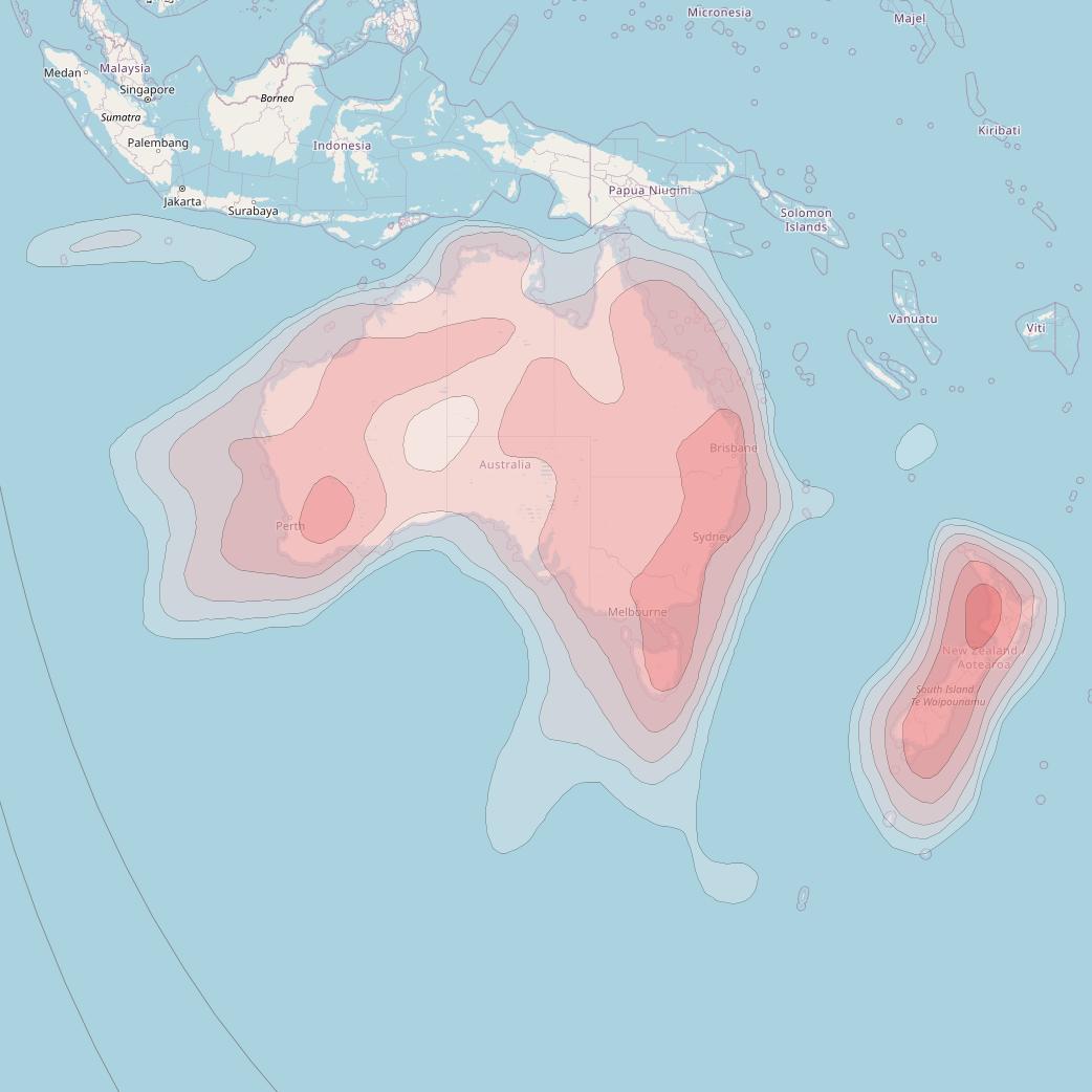 Optus D1 at 160° E downlink Ku-band FNANZ Beam coverage map