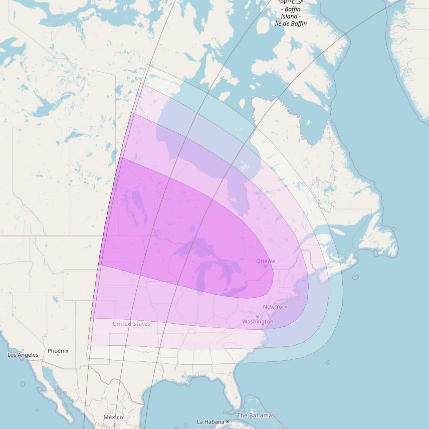 Intelsat 901 + MEV1 at 27° W downlink C-band North West Zone beam coverage map