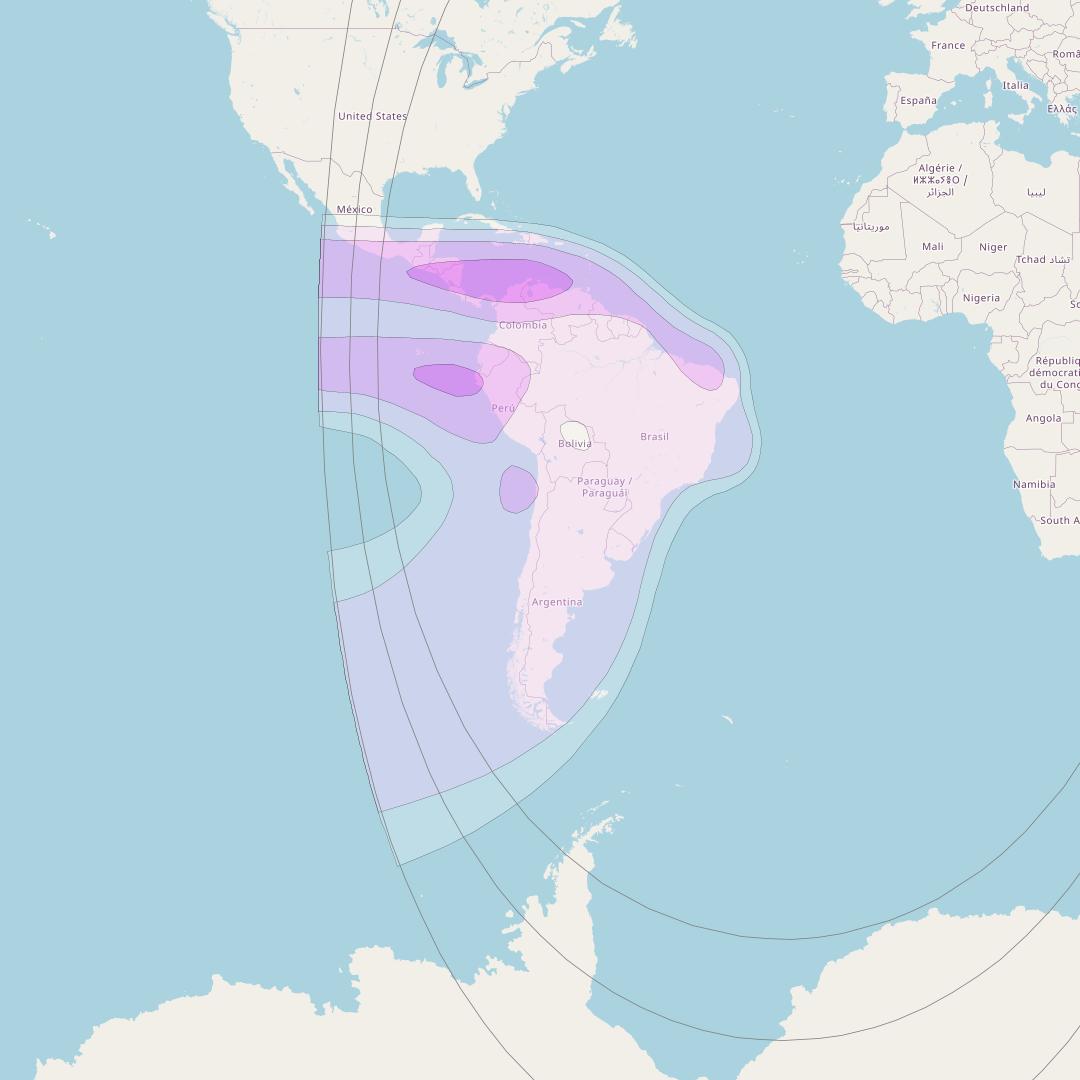 Intelsat 901 + MEV1 at 27° W downlink C-band South West Zone beam coverage map