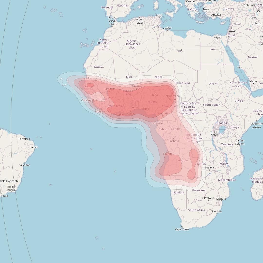 Astra 2G at 28° E downlink Ku-band West Africa beam coverage map