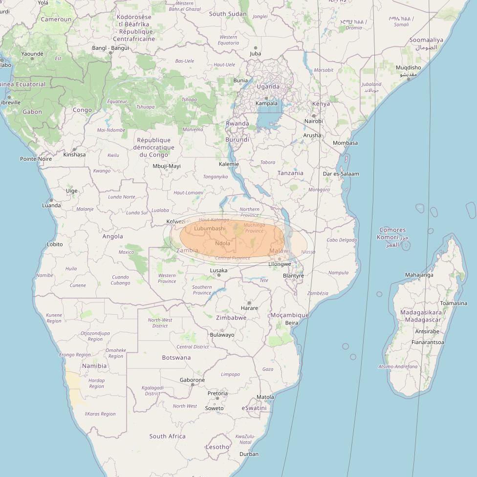 Hylas 4 at 34° W downlink Ka-band S58 User Spot beam coverage map