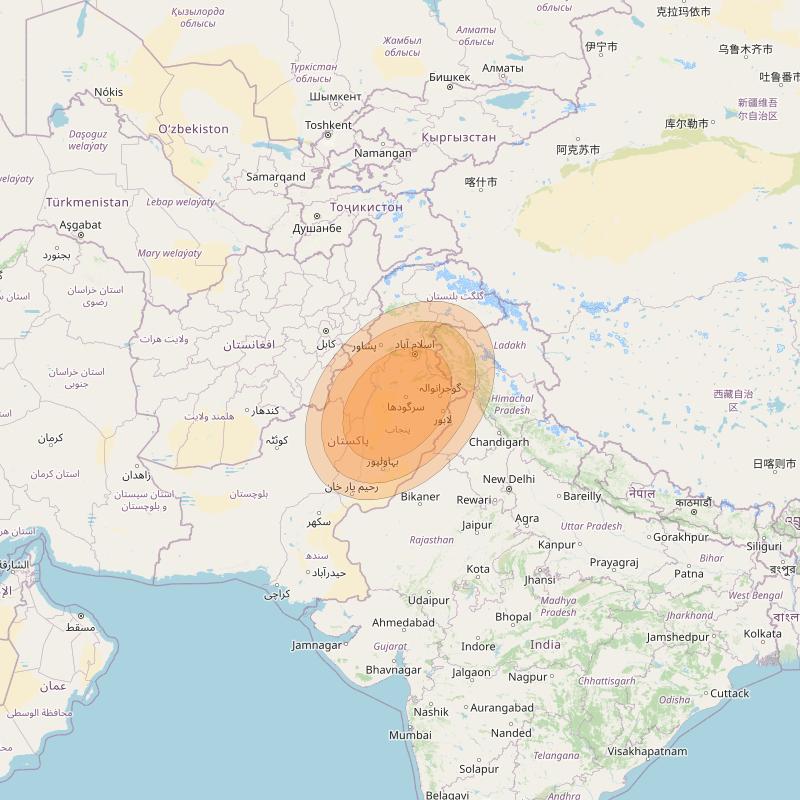 Al Yah 2 at 48° E downlink Ka-band Spot 12 User beam coverage map