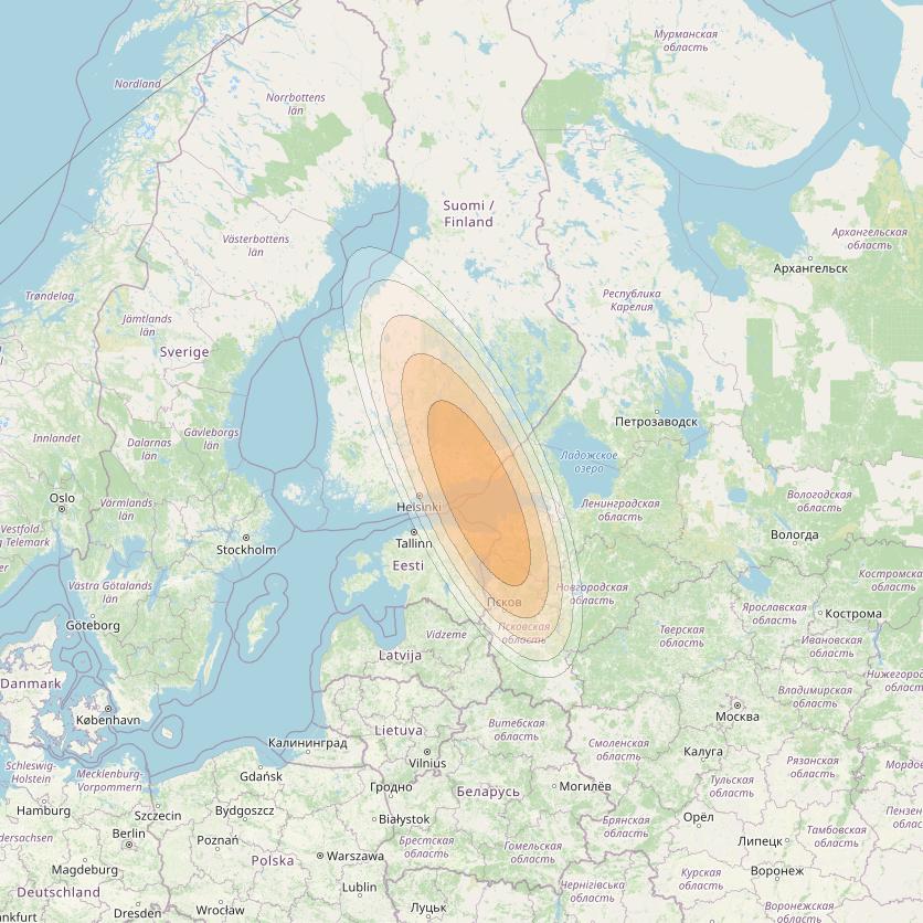 Yamal 601 at 49° E downlink Ka-band Spot11 Pol A MG-1 beam coverage map