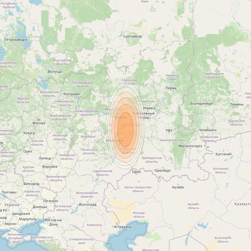 Yamal 601 at 49° E downlink Ka-band Spot15 Pol A MG-1 beam coverage map