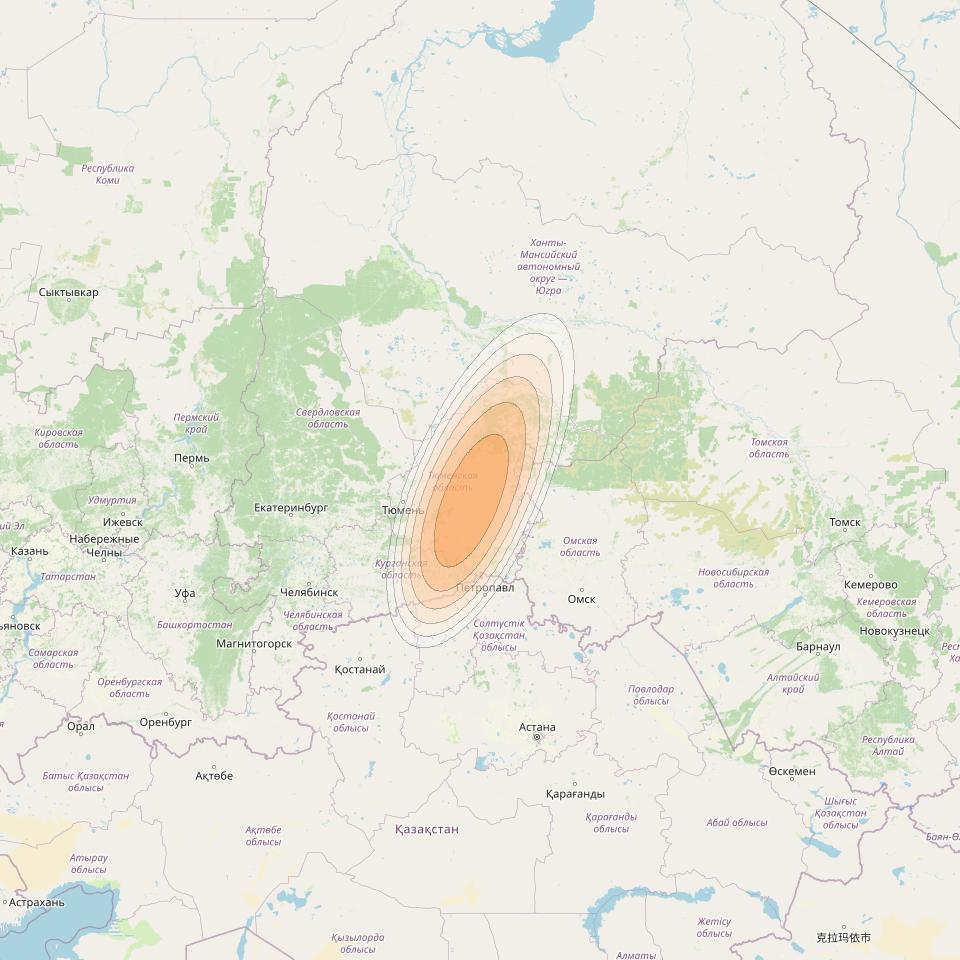 Yamal 601 at 49° E downlink Ka-band Spot25 Pol B MG-2 beam coverage map